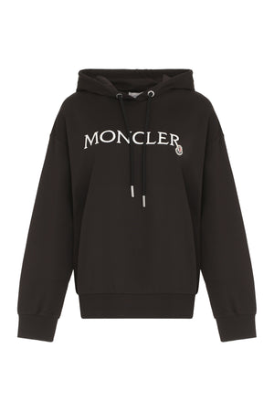 MONCLER Black Cotton Hoodie for Women- SS24 Collection