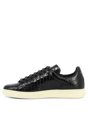 TOM FORD Luxury Croc-Print Leather Sneakers