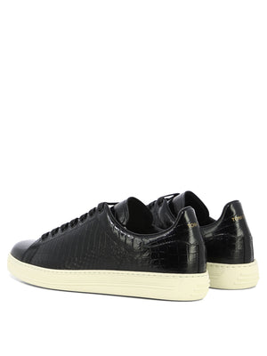 TOM FORD Luxury Croc-Print Leather Sneakers