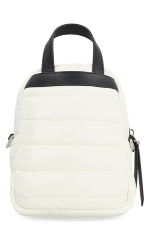 MONCLER Stylish White Padded Handbag with Leather Details and Removable Strap for Women