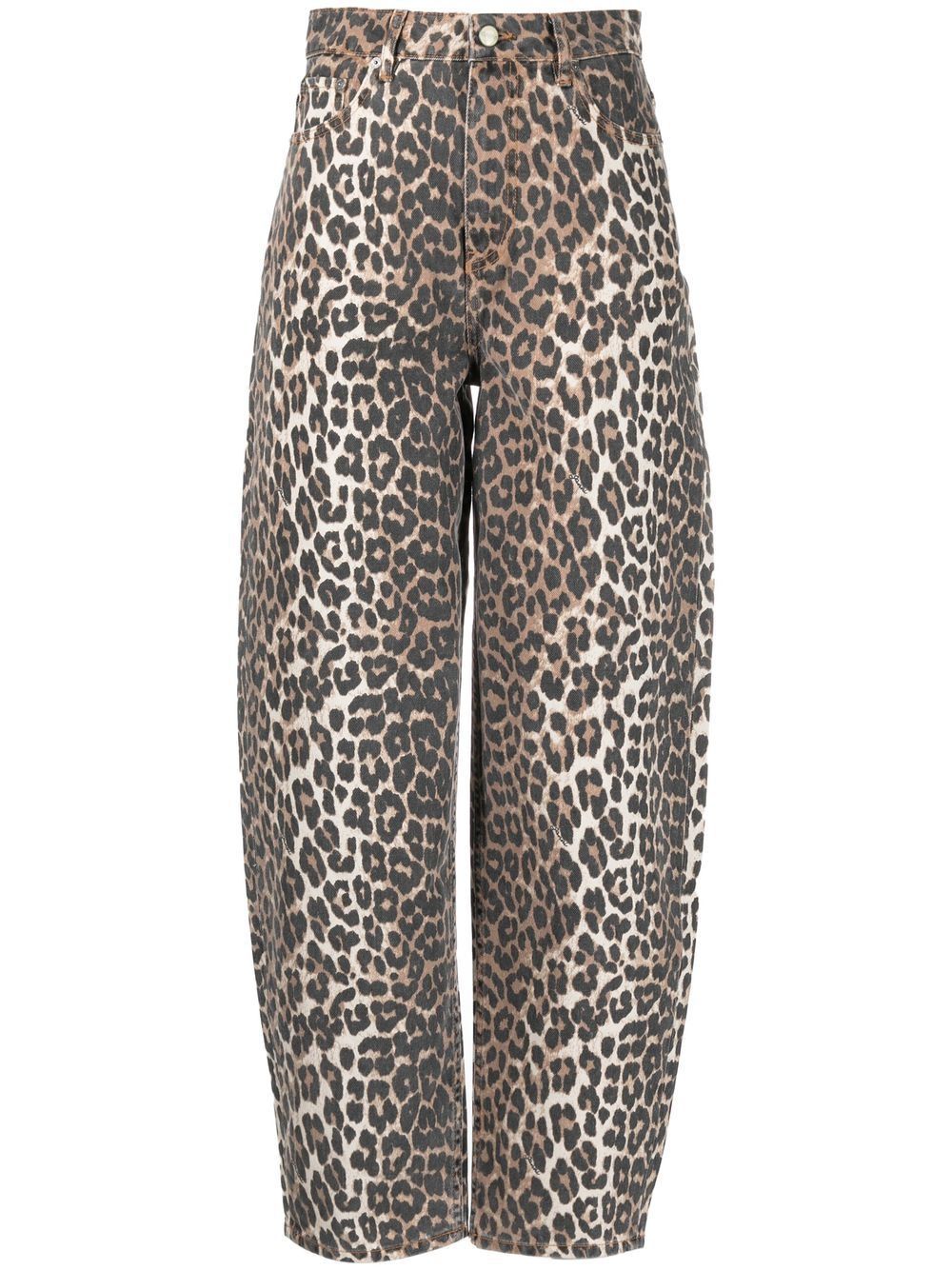 GANNI Leopard Print Jean Pants for Women - FW24 Collection