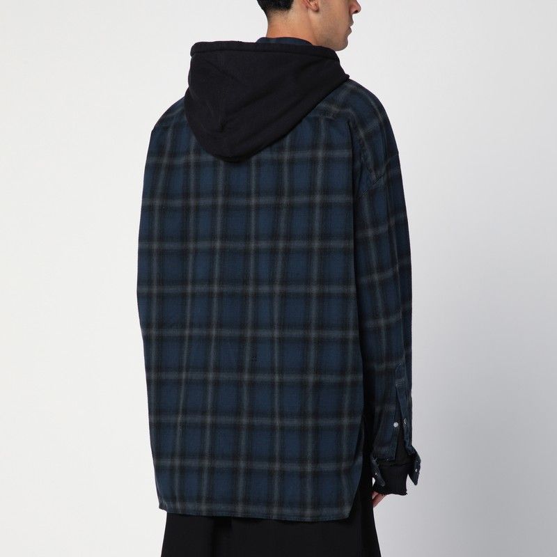 MAISON MIHARA YASUHIRO	 Stylish Hooded Blue Over Shirt for Men - FW24 Collection