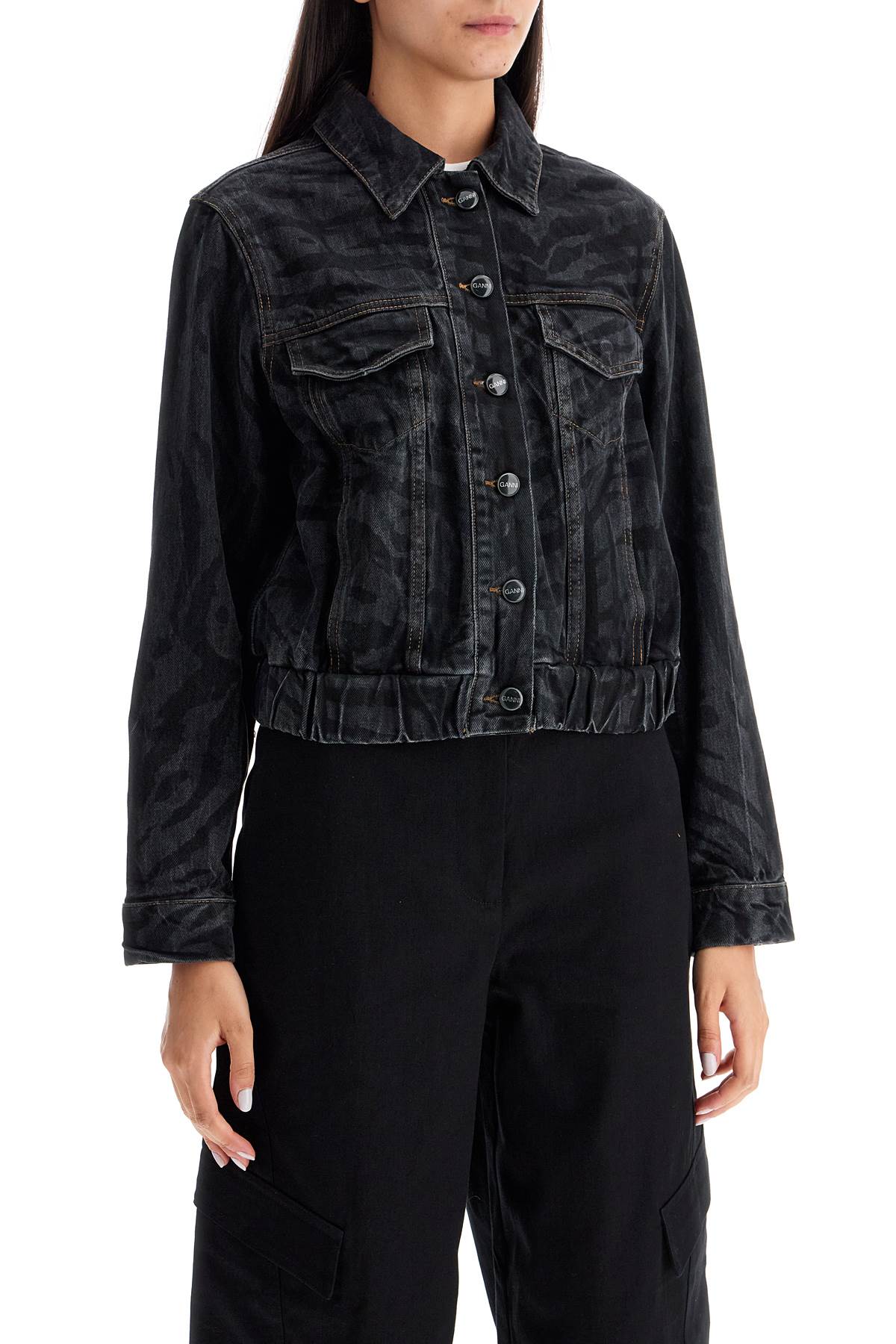 GANNI Mini Laser-Cut Denim Jacket