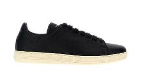 TOM FORD Round-Toe Perforated Black Leather Sneakers for Men