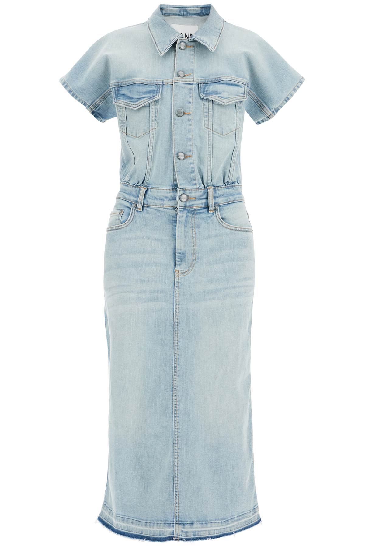 GANNI Organic Stretch Denim Midi Dress Size 8