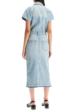 GANNI Organic Stretch Denim Midi Dress Size 8