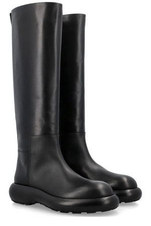 JIL SANDER Timeless Louche Sophistication: Full Grain Leather Knee High Boots