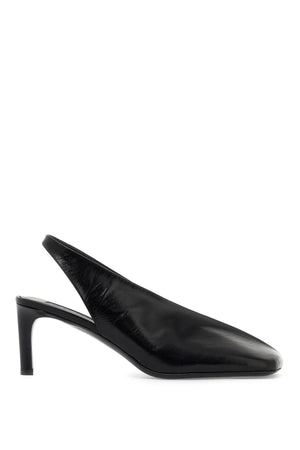 JIL SANDER Elegant Square-Toe Slingback Pumps in Shiny Leather