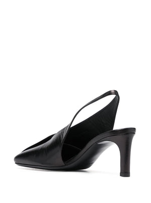 JIL SANDER 75MM Asymmetric Leather Slingback Pumps