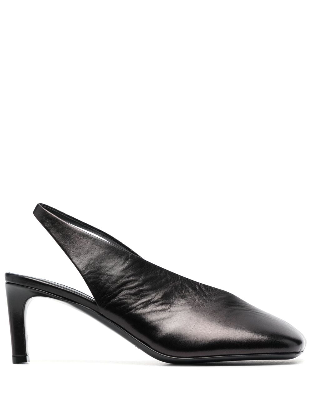 JIL SANDER Elegant Leather Slingback Pumps with Square Toe, 75mm