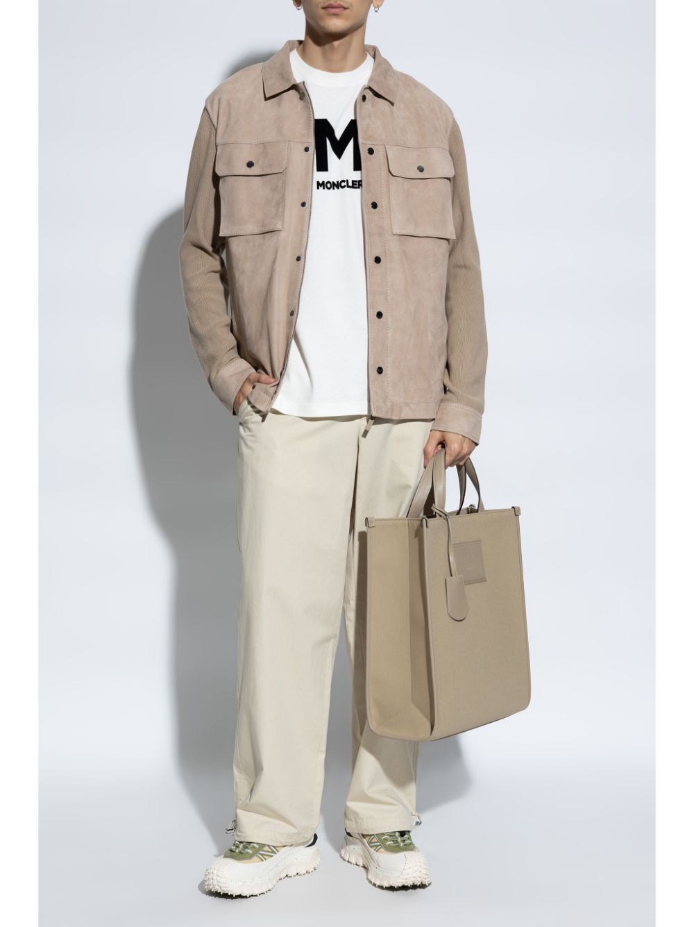 MONCLER Light Beige Men's Trousers - Perfect for Fall 2024