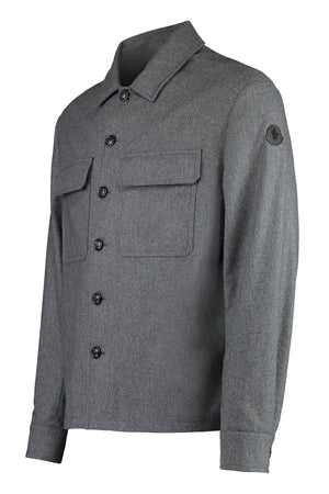 MONCLER Cashmere Blend Overshirt with Side Slits