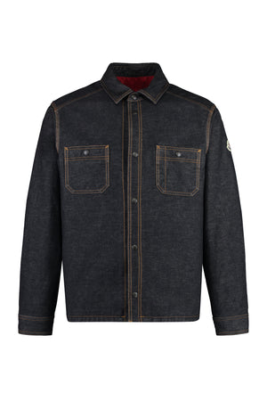 MONCLER Men's Contemporary Denim Shirt with Contrast Stitching