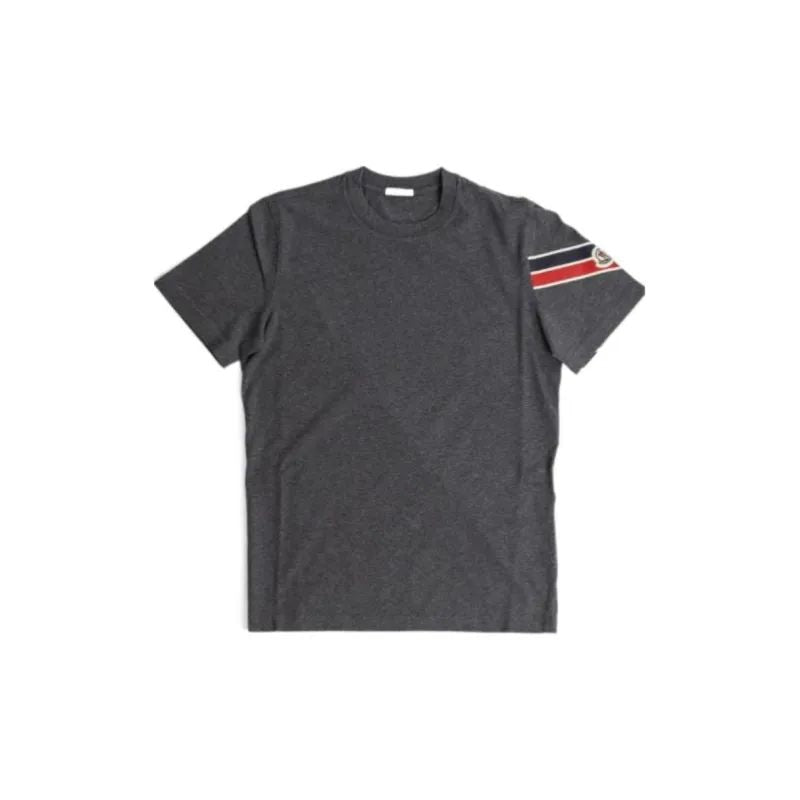 MONCLER Regular Fit Short Sleeve T-Shirt with Tricolor Stripes