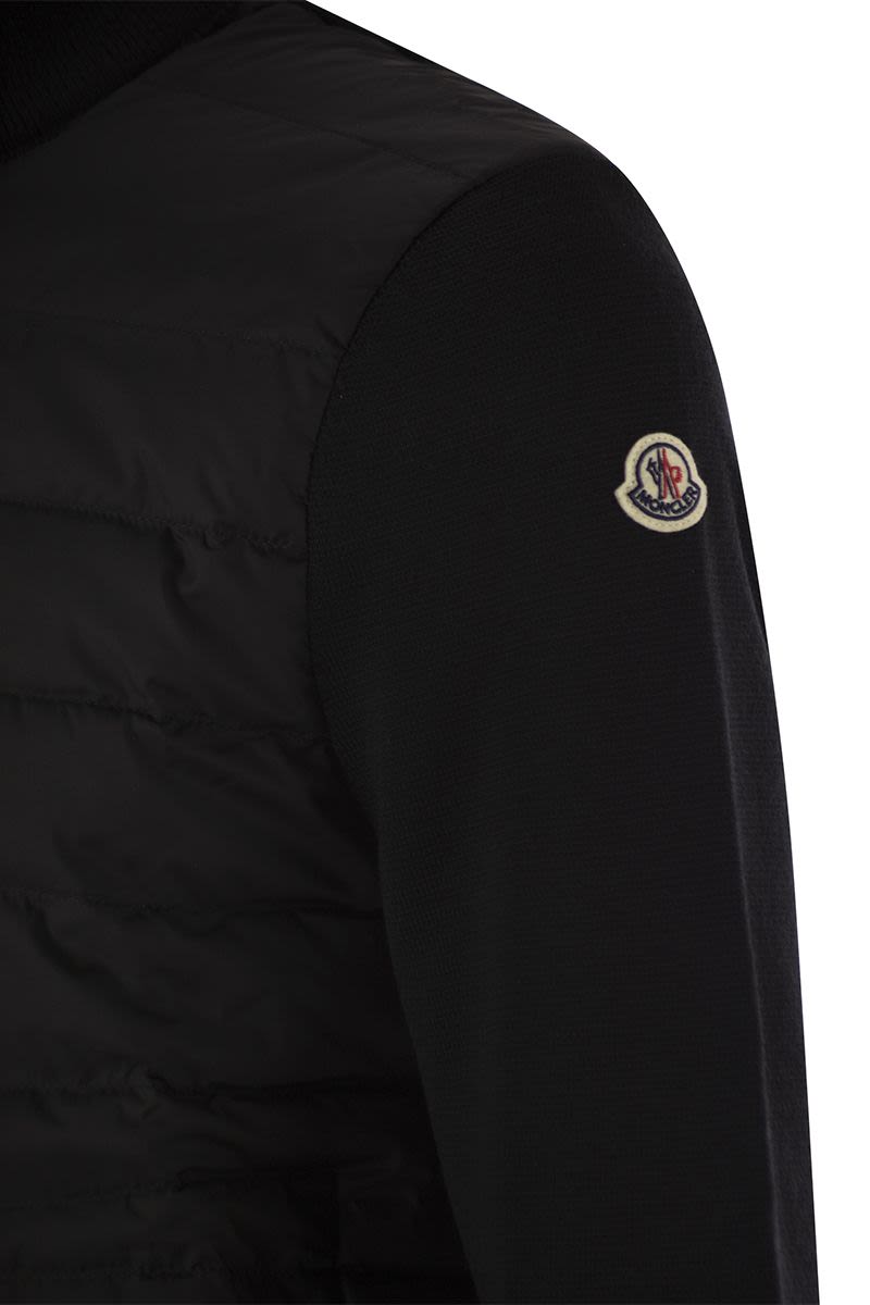 MONCLER Quilted Wool Blend Cardigan with Down Filling