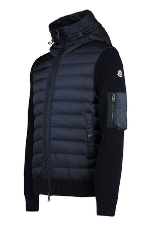 MONCLER Men's Padded Front Panel Cardigan with Adjustable Hood