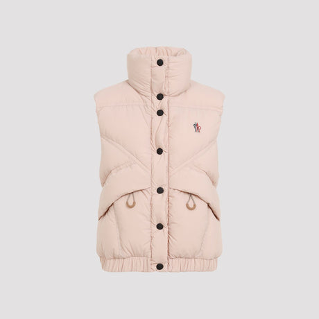 MONCLER GRENOBLE Luxury Quilted Down Vest in Nude