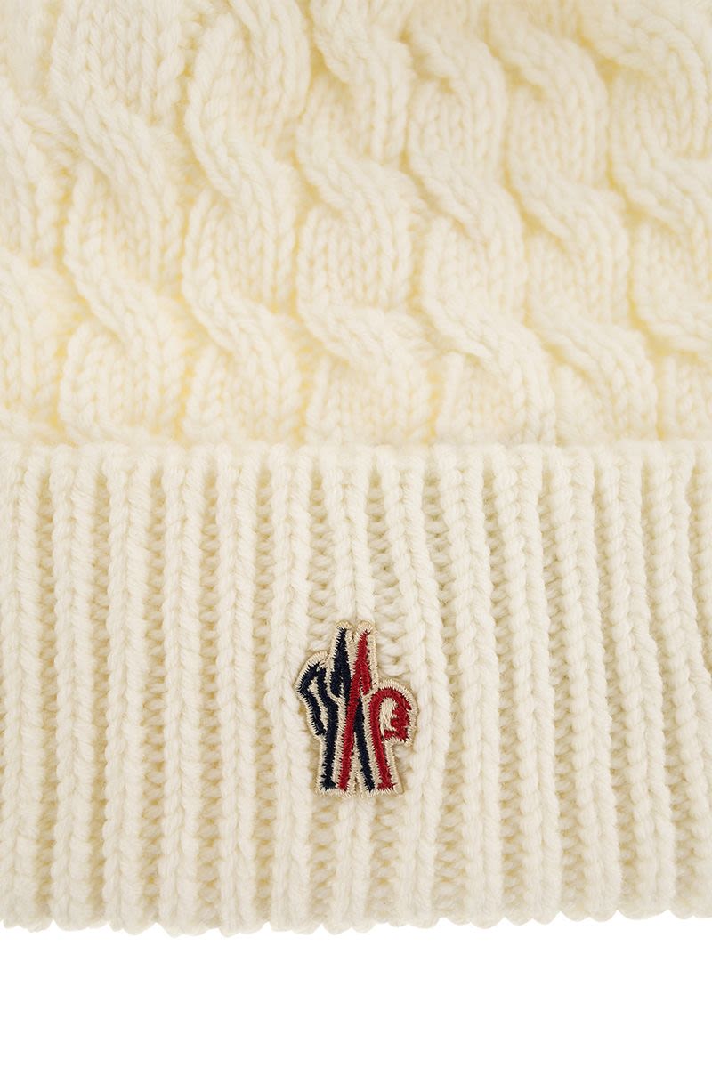 MONCLER GRENOBLE Cozy Wool Knit Beanie with Luxurious Pom-Pom