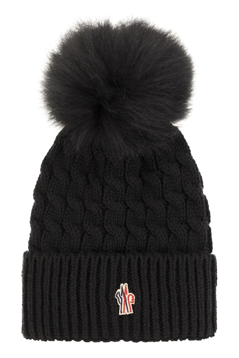 MONCLER GRENOBLE Cozy Wool Knit Beanie with Luxurious Pom-Pom