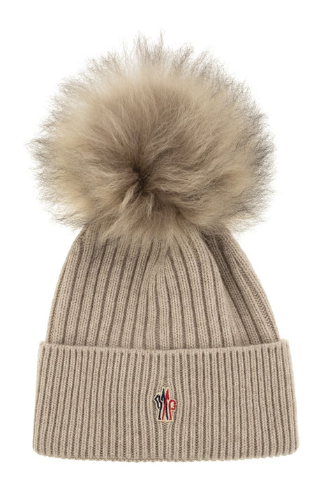 MONCLER GRENOBLE Cashmere Cap with Pom-Pom