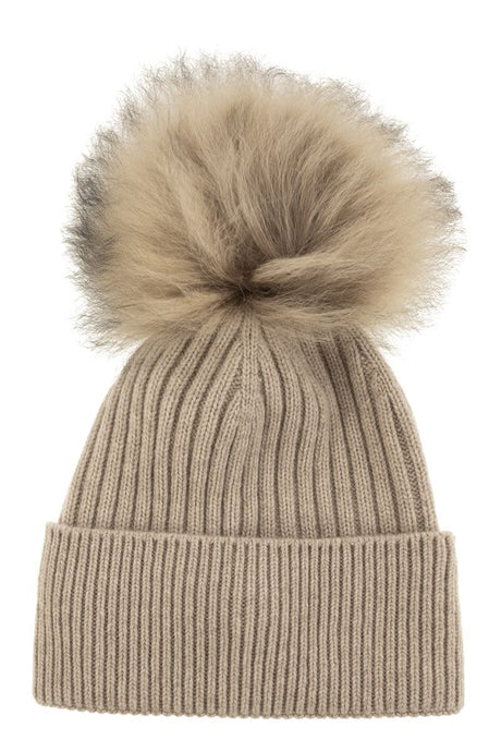 MONCLER GRENOBLE Cashmere Cap with Pom-Pom