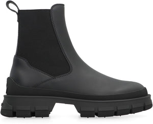 MONCLER Hevea Chelsea Boot - Black Heel Logo Women's Boot