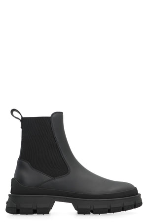 MONCLER Hevea Chelsea Boot - Black Heel Logo Women's Boot