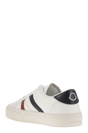 MONCLER Elegant Monaco2 Leather Sneakers with Detailed Craftsmanship, Sole Height 3 cm