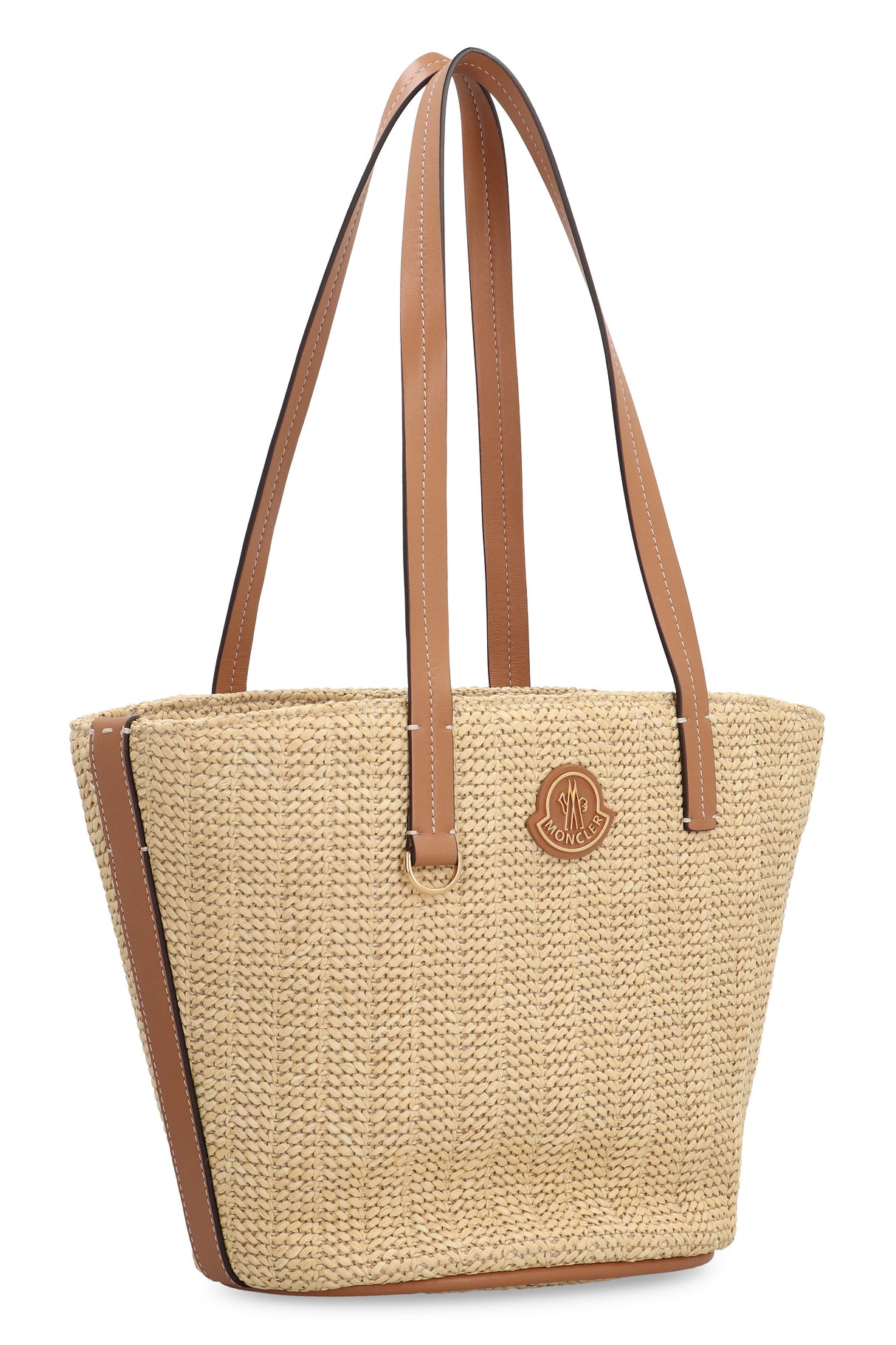 MONCLER Woven Raffia Mini Tote Handbag