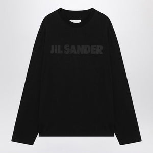 JIL SANDER Men's Essential Black Cotton Logo T-Shirt