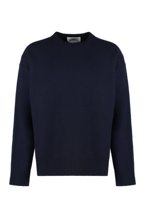 JIL SANDER Navy Ribbed Wool Sweater for Men