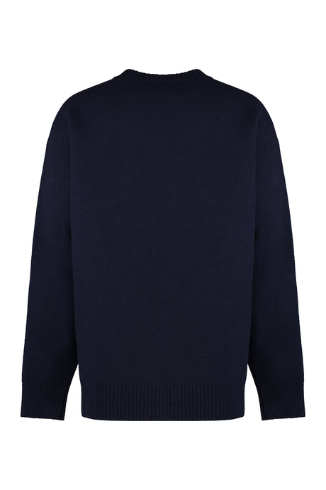 JIL SANDER Navy Ribbed Wool Sweater for Men