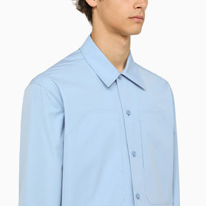 JIL SANDER Light Blue Oversize Cotton Shirt with Pockets for Men SS24