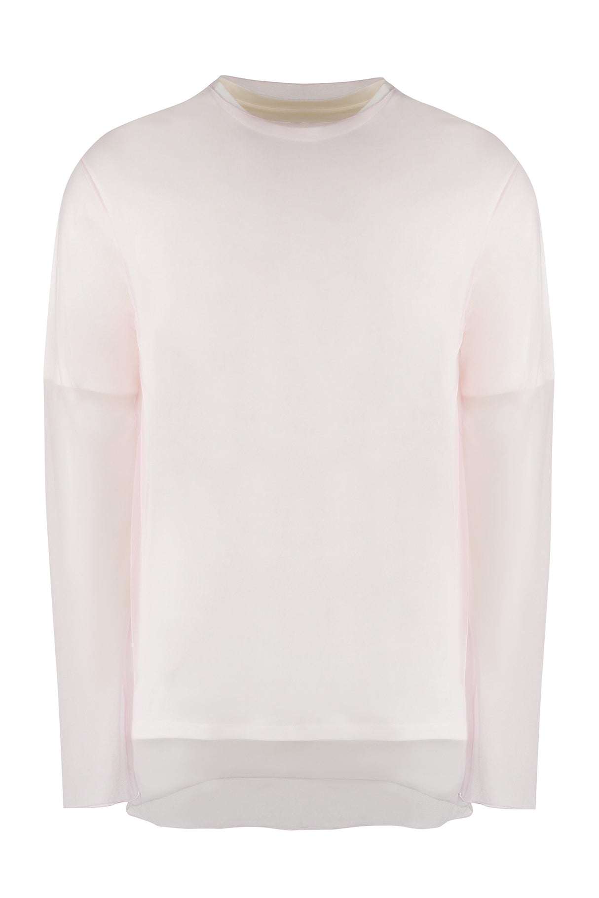 JIL SANDER Layered Cotton T-Shirt with Tulle Top Layer for Men - White