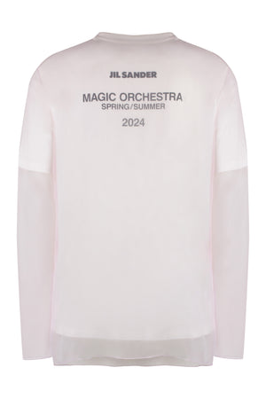 JIL SANDER Layered Cotton T-Shirt with Tulle Top Layer for Men - White