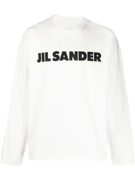 JIL SANDER Men's White Ribbed Collar Cotton T-Shirt for SS24