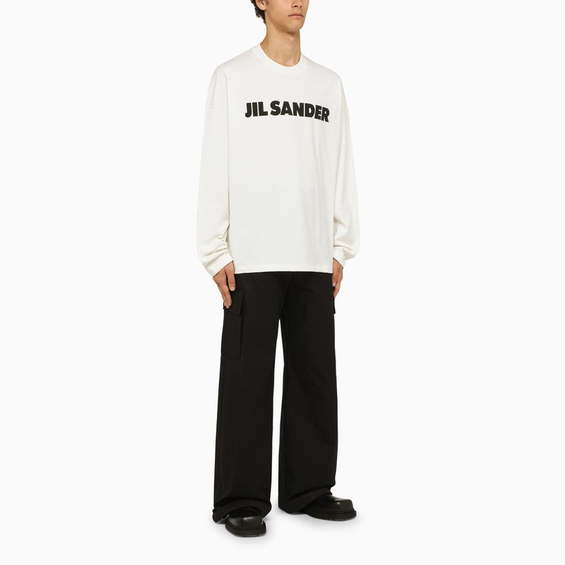 JIL SANDER Men's White Ribbed Collar Cotton T-Shirt for SS24