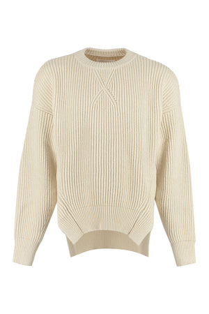 JIL SANDER Men's White Ribbed Sweater with Side Slits - SS23 Collection