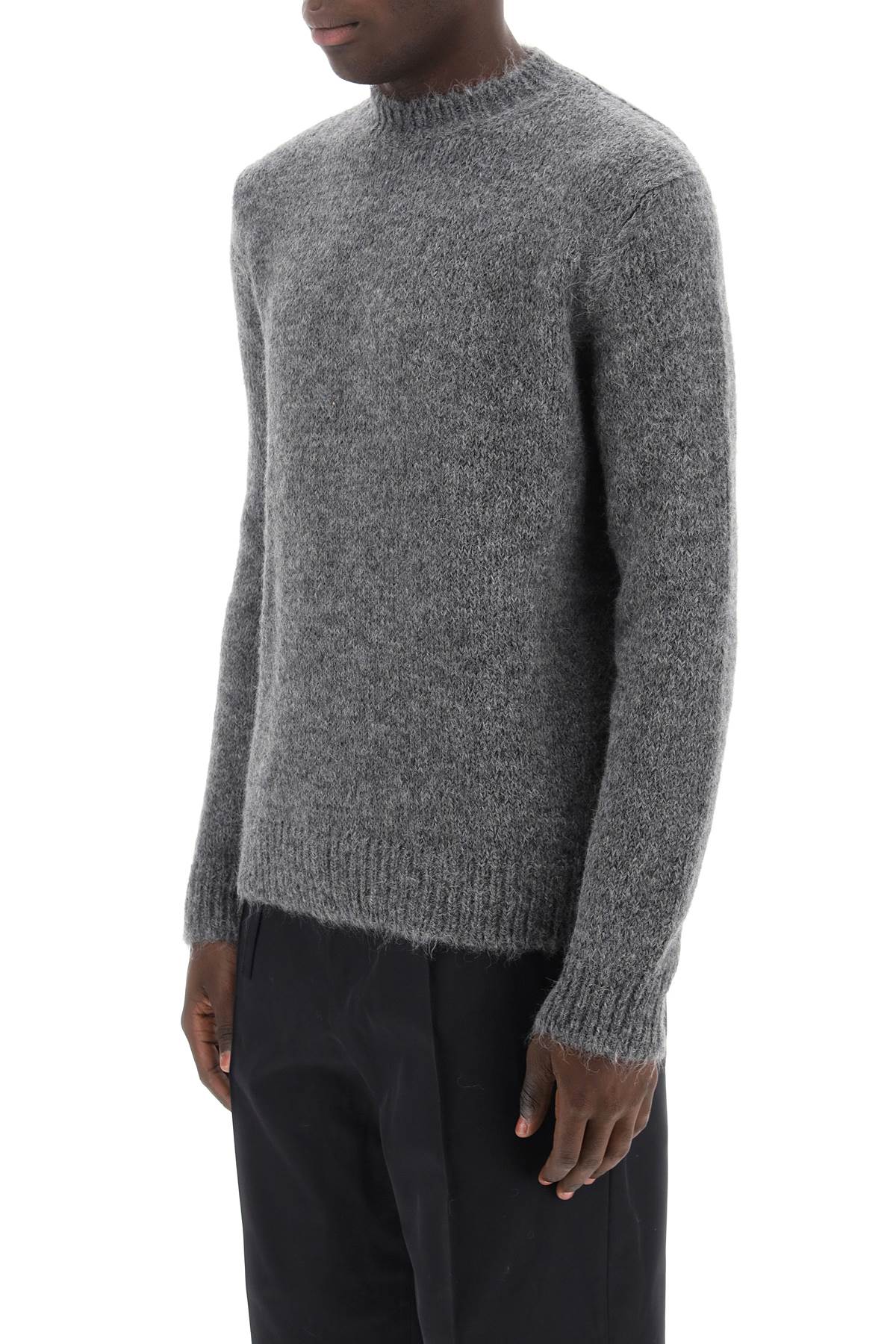 JIL SANDER Alpaca Crew-Neck Sweater in Melange Grey for Men