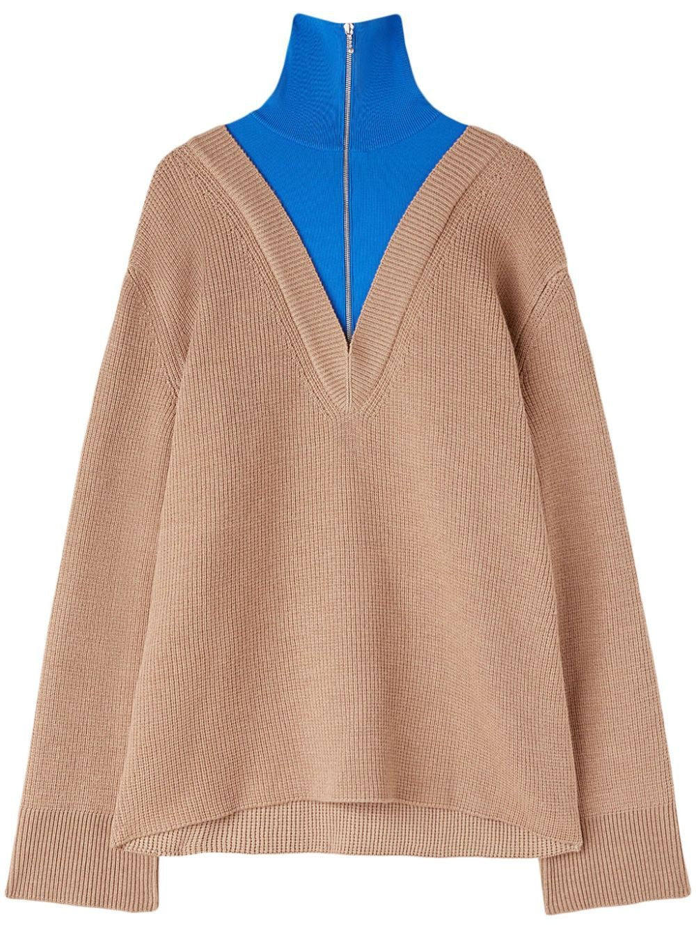 JIL SANDER Oversized Knit Sweater with High Zip Collar - Spring Style