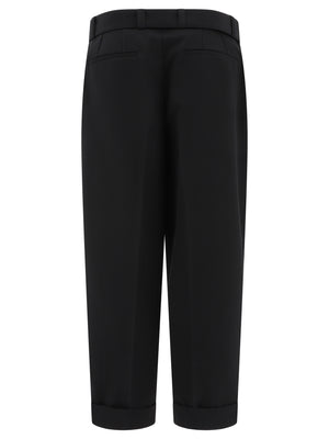 JIL SANDER Men's Classic Wool Belted Trousers