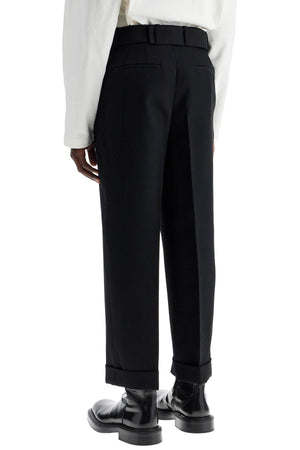 JIL SANDER Luxury Wool Gabardine Trousers with Pleats and Belt