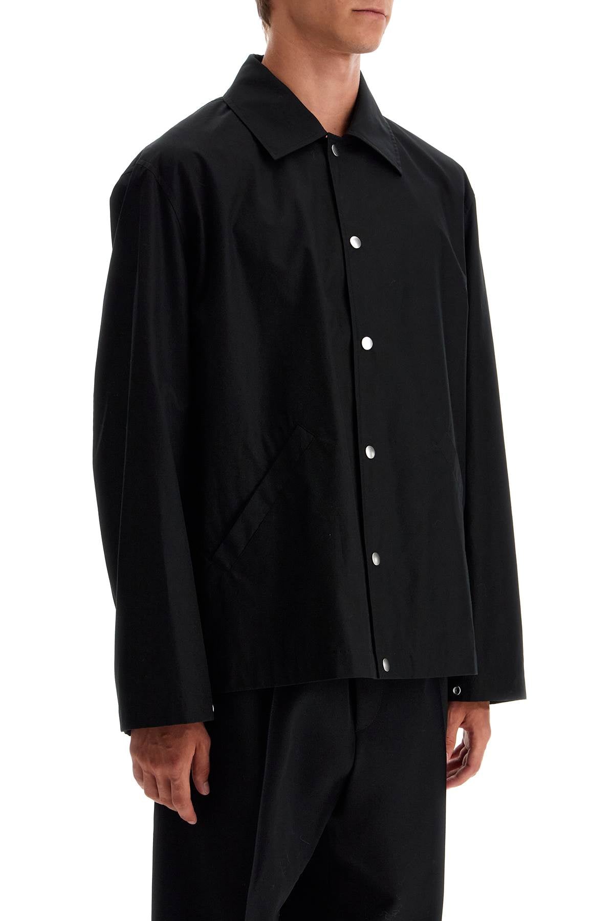 JIL SANDER Contemporary Cotton Overshirt with Logo Detail