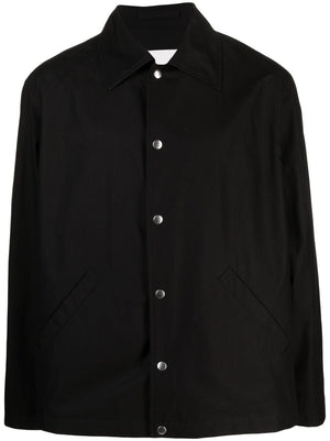 JIL SANDER Men's Black Logo Print Cotton Shirt Jacket for FW23 Season