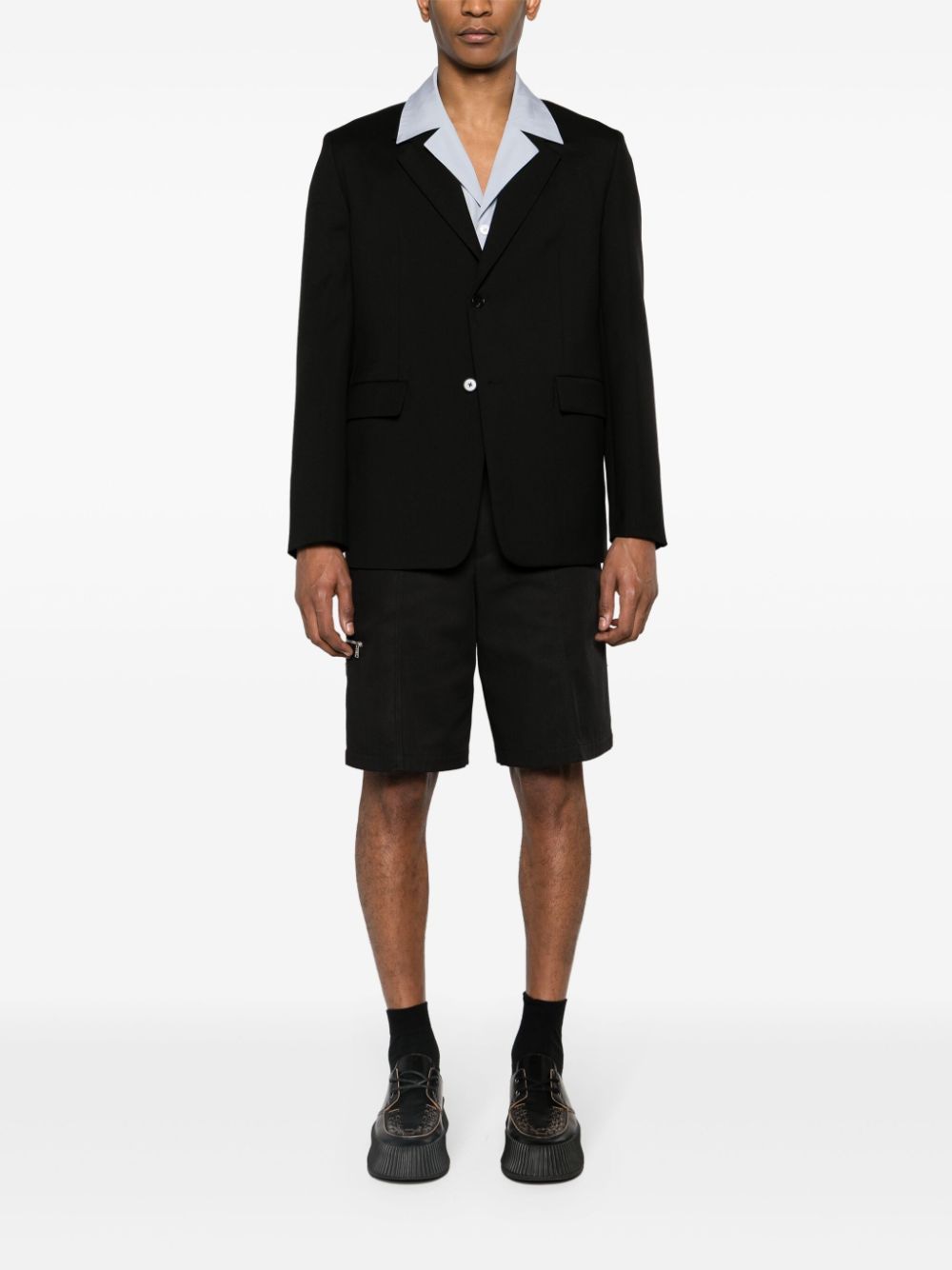 JIL SANDER Tailored Black Fine Wool Gabardine Blazer Jacket for Men