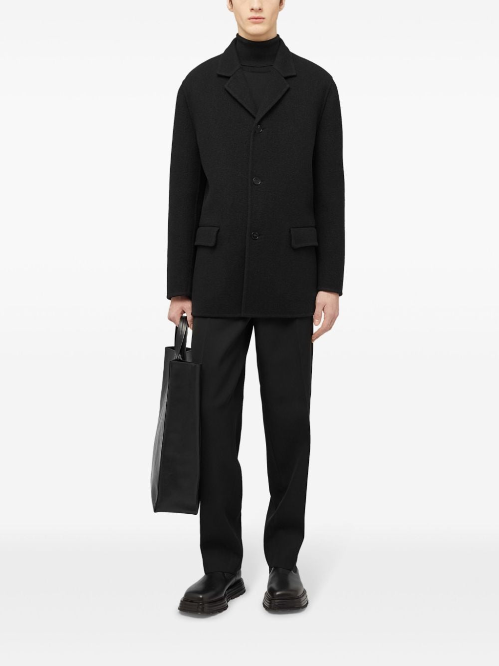 JIL SANDER Classic Black Wool Jacket for Men - Straight Cut