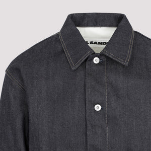 JIL SANDER Classic Blue Cotton Denom Shirt for Men