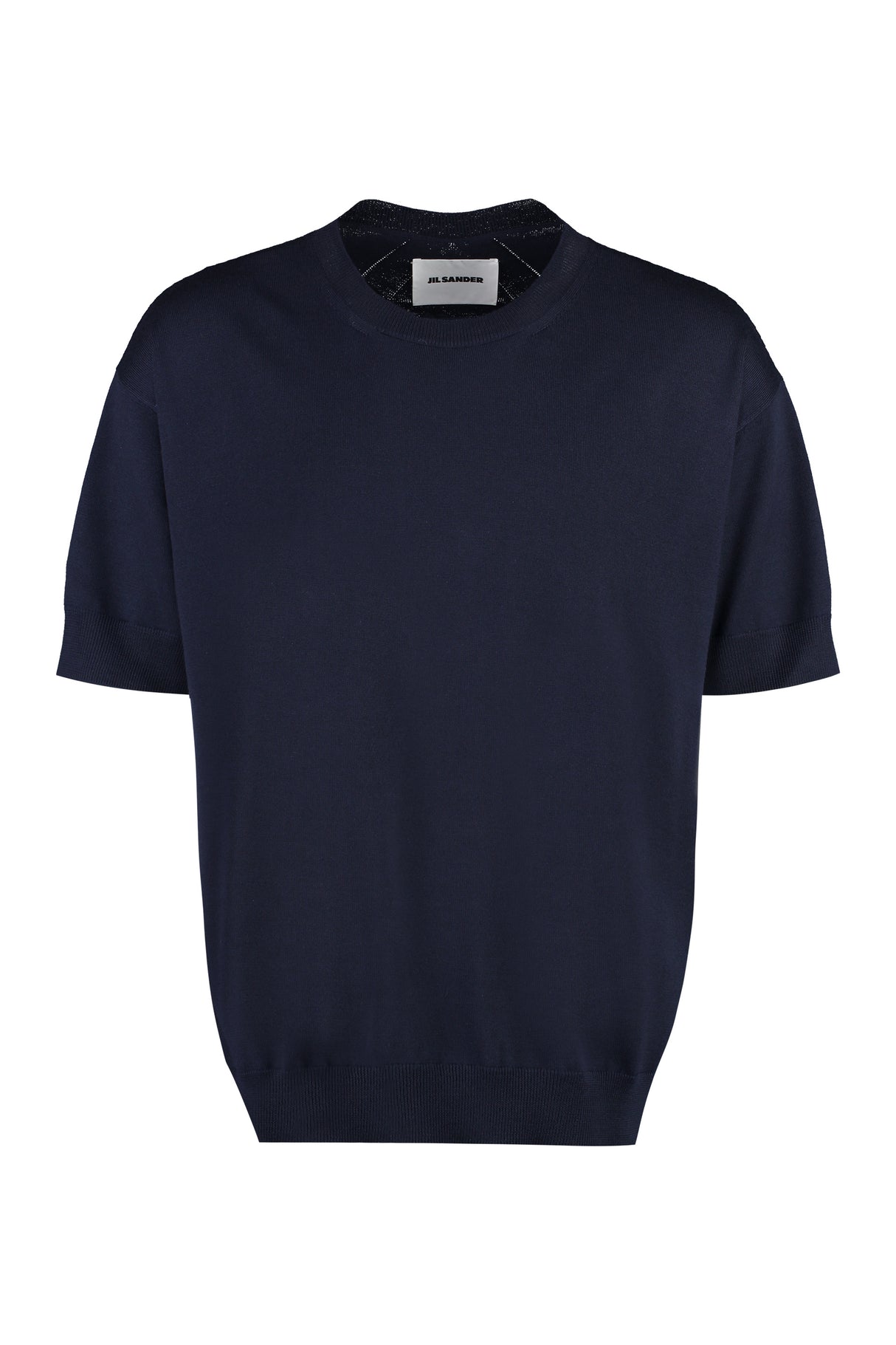 JIL SANDER Classic Blue Short Sleeve Wool Sweater for Men - FW23 Collection