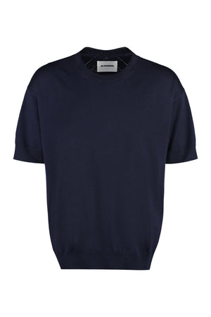 JIL SANDER Classic Blue Short Sleeve Wool Sweater for Men - FW23 Collection