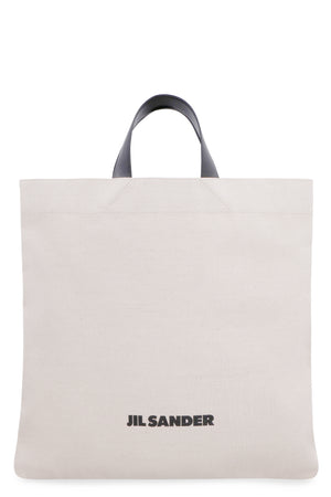 JIL SANDER Men's Ivory Canvas Tote Bag with Front Logo Print